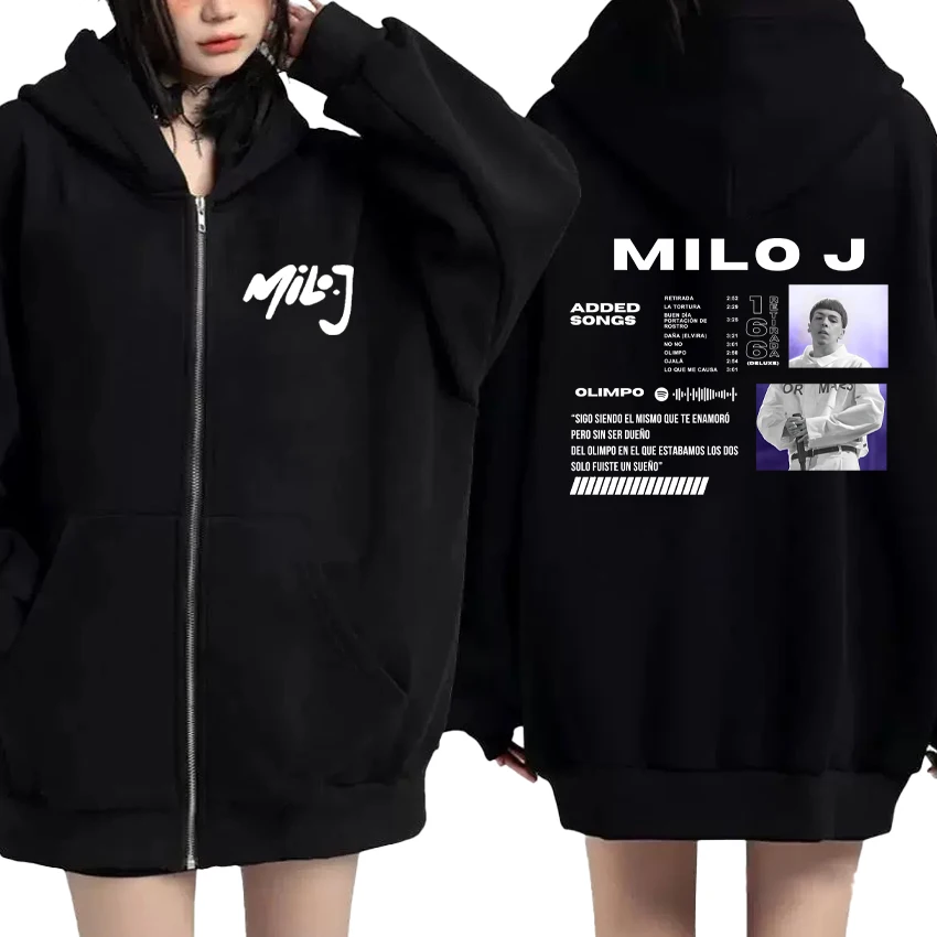 

Rapper Milo J 111 Streetwear Zipper Sweatshirts Men Women Fleece Loose Outerwear Long sleeve popular Unisex Autumn Winter Coats