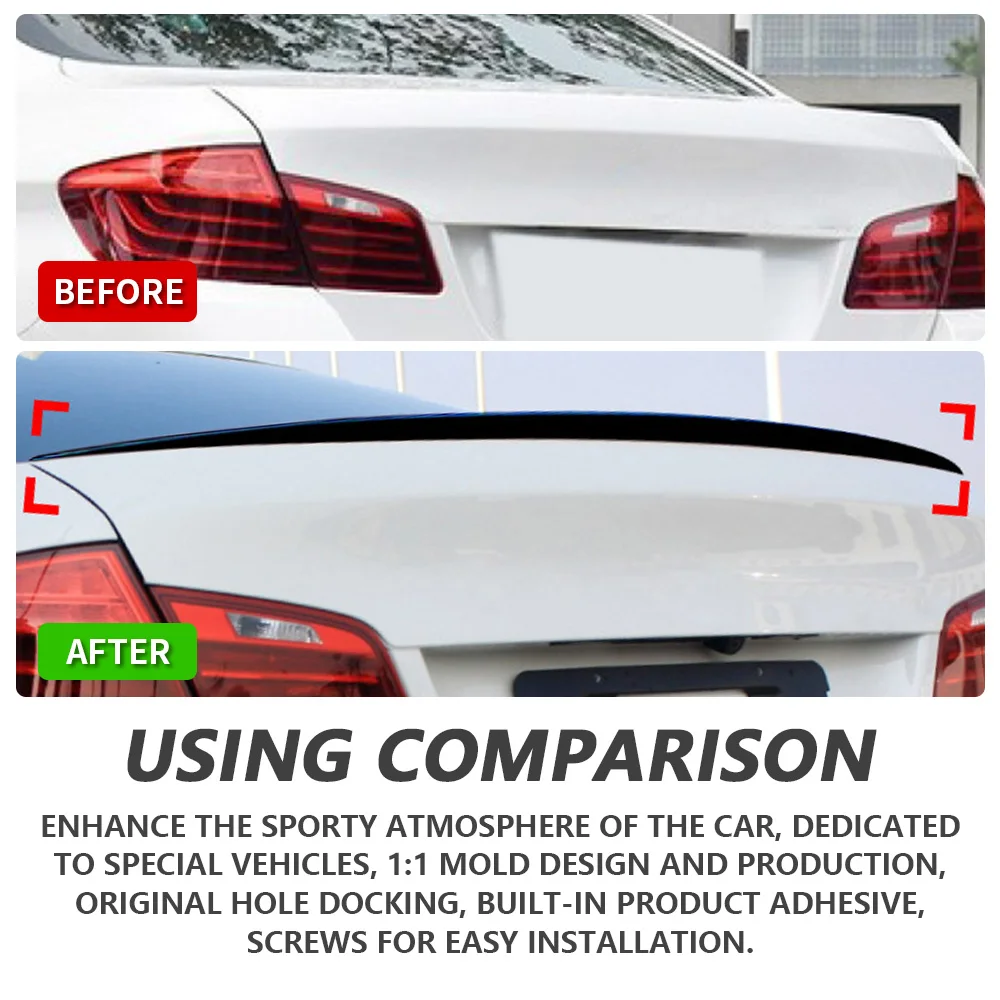 Spoiler posteriore per BMW Serie 5 F10 2011-2017 520i 525i Nero lucido M5 Kit corpo Coperchio bagagliaio Ala BMW Accessori Auto Aggiornamento