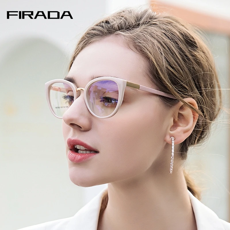 FIRADA Fashion Eyewear Retro Cat Eye Eyeglasses Women’s 2023 Anti Blue Light Optical Prescription Glasses Frame for Women 87003