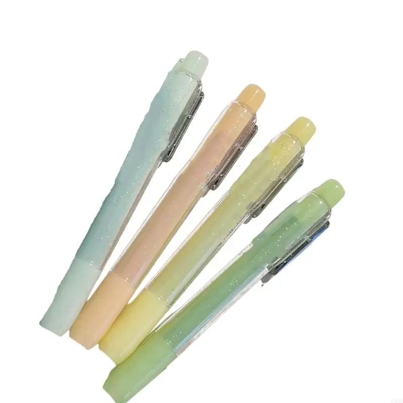 D5BB 4pcs متلألئة قلم تمييز قلم مقلوب نصيحة سريعة الجفاف لعلامة مخطط دفتر ملاحظات التمييز تسليط الضوء