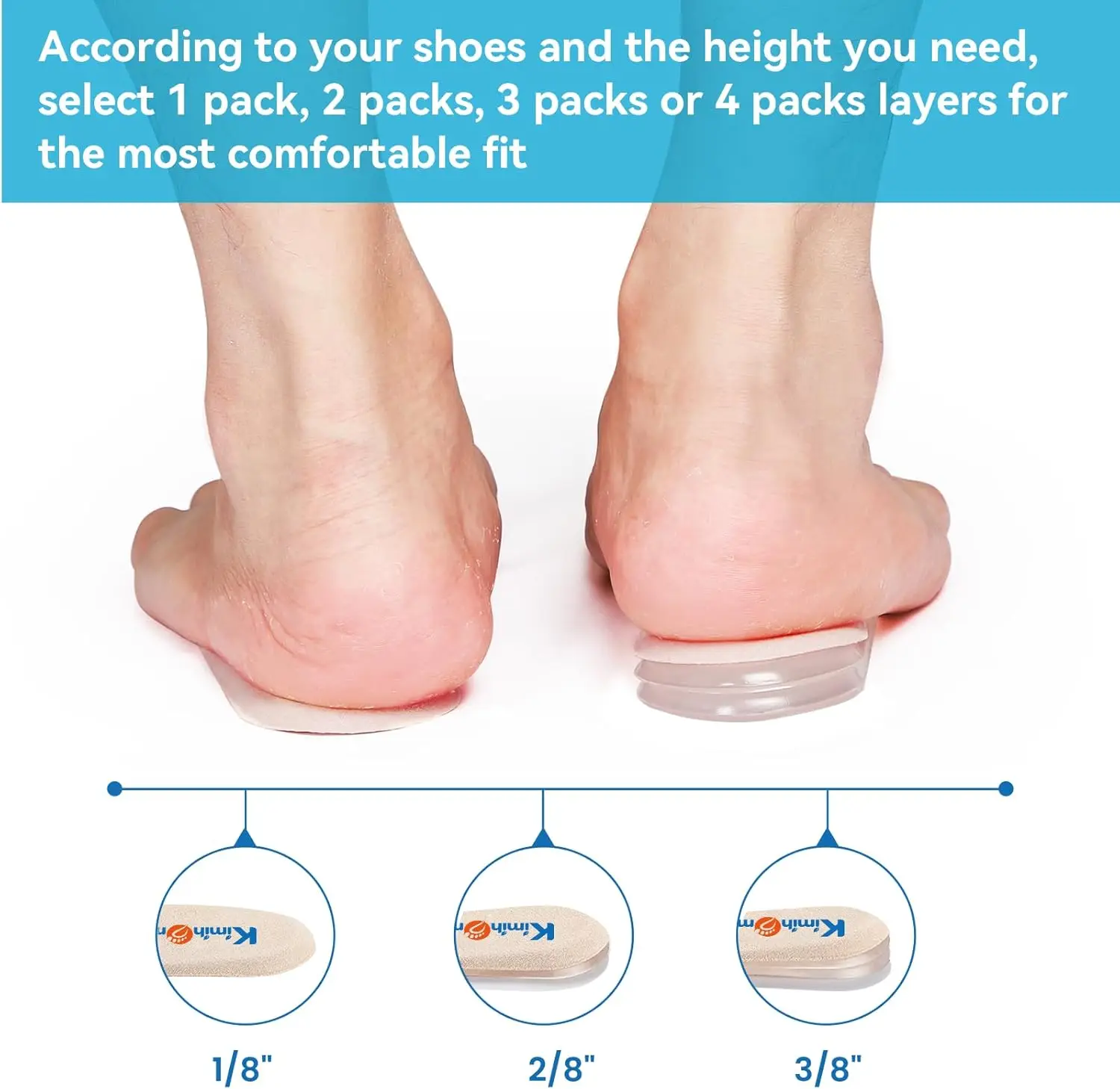 

2Pcs Beige Women's Heel Lifting Insoles Height Increase Insole Adjustable Gel Heel Inserted Cut Foot Pad Wedge Heel Shoes Pads