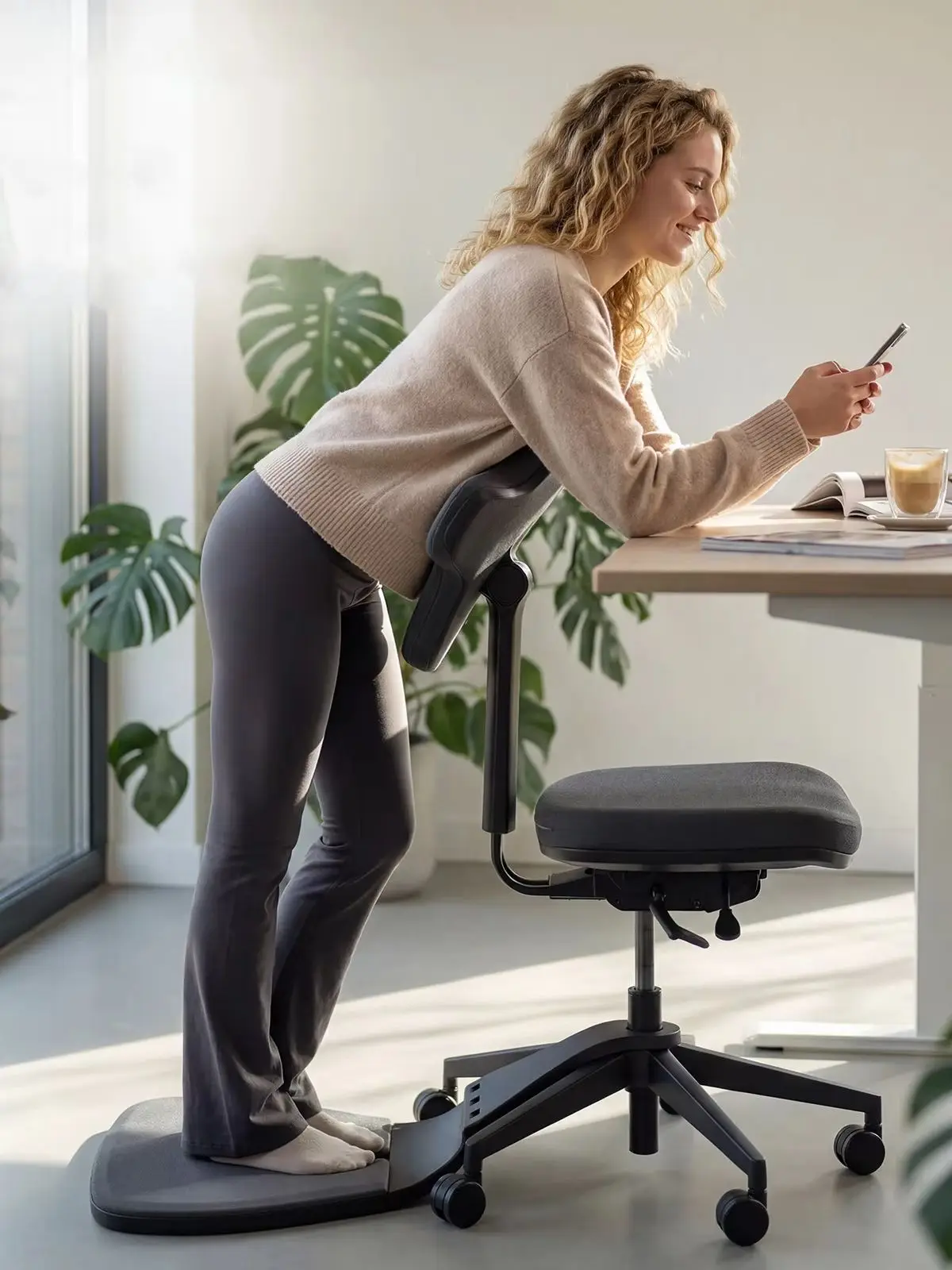 Newtral MT-M Stehpultstuhl, 6-in-1 Ergonomischer Bürostuhl für Zuhause, 167° Neigbar, Höhenverstellbar 46-57 cm, 150 kg Tragfähigkeit