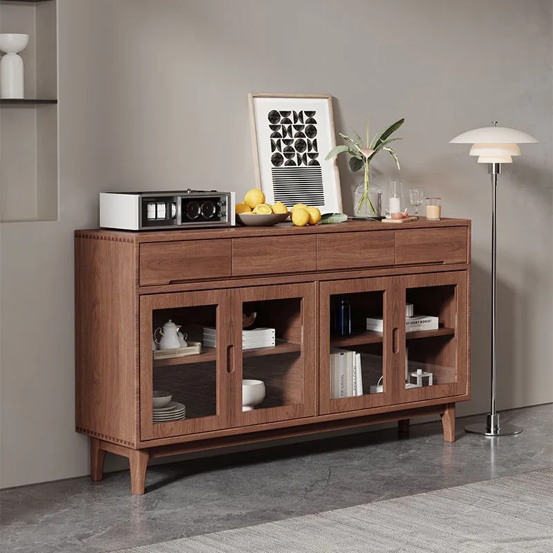 خزانة جانبية لتناول الطعام من الخشب الصلب، خزانة قديمة، خزانة، غرفة معيشة بسيطة وحديثة