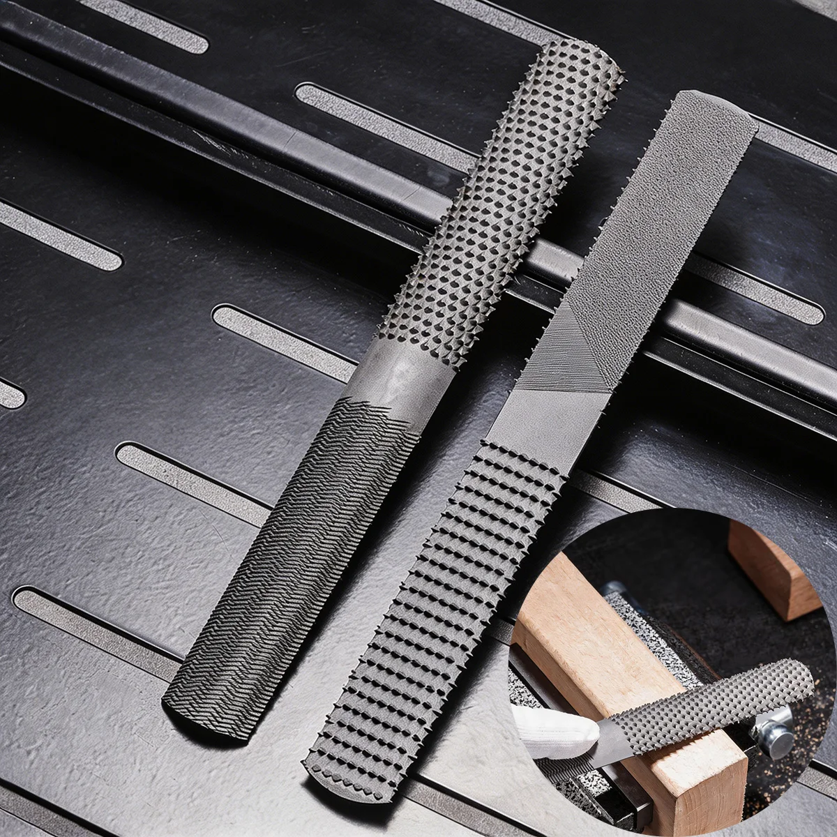 4 In 1 Files Rasp Metal Steel Wood Carving Half Round Square Flat Rasp Double Sided Motorcycle Repair Sheet Metal Tools