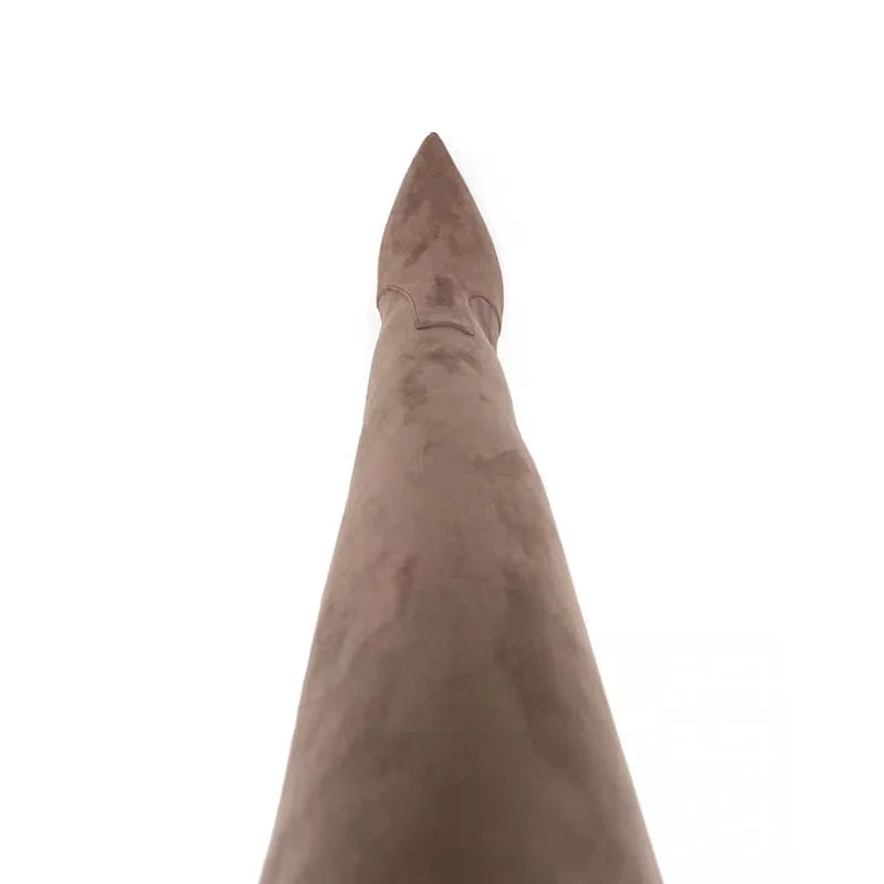 Arden Furtado 2024 brown over the knee boots for women stiletto heel fashion Pointed toe Super high boots for Sexy skinny legs