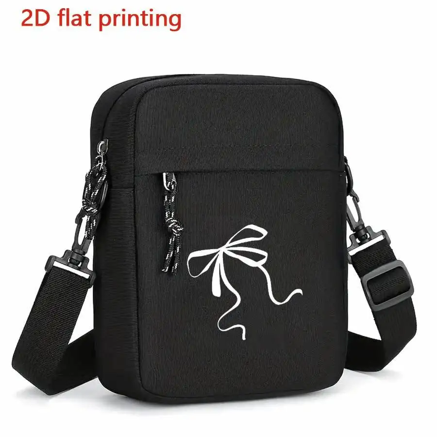 Y2K Bow Print Design Men Women Mini Crossbody Bag Minimalist Everyday Carry Messenger Bag College Essentials Casual Shoulder Bag
