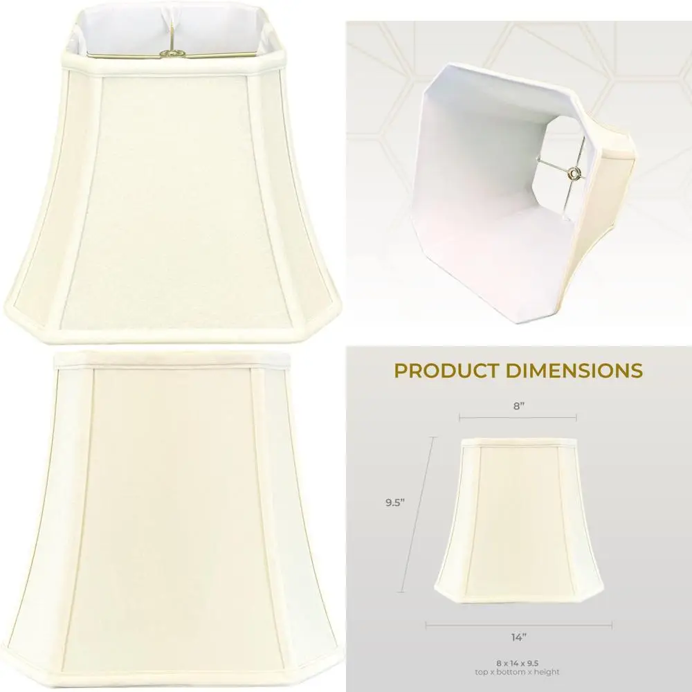 

Square Cut Corner Bell Basic Lamp Shade, 8 x 14 x 11.25, Eggshell, Large Size for Home Lighting