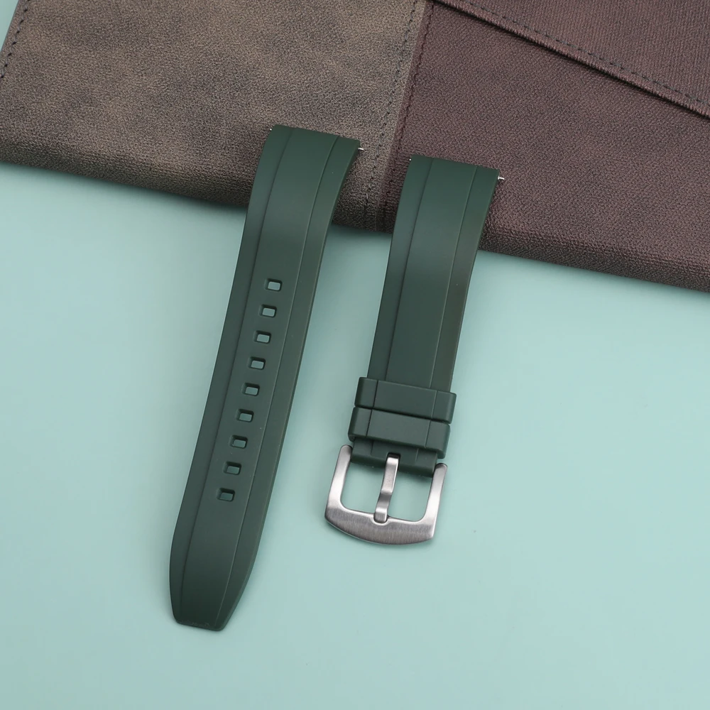 Quality Fluoro Rubber Watch Strap 18mm 19mm 20mm 21mm 22mm 24mm Sport Watchband Black Green Wristband With Quick Release Band
