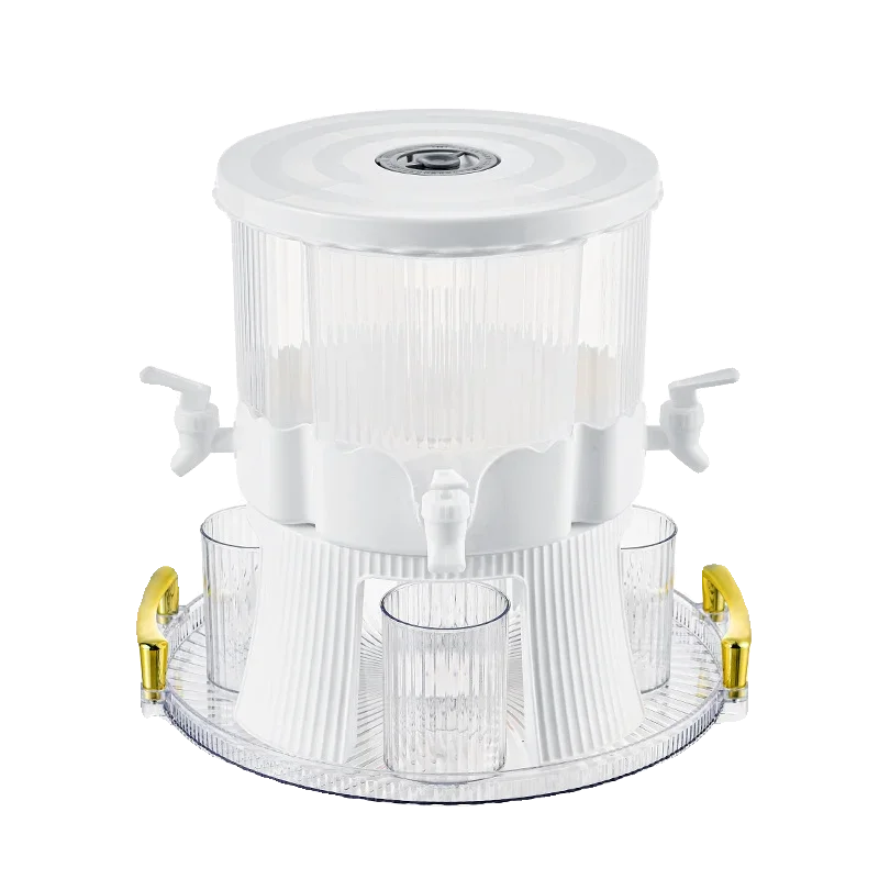 Rotatable Plastic Four-grid Kettle, Large-capacity Beverage Bucket Cold Kettle, Cold Kettle with Faucet Juice Pot