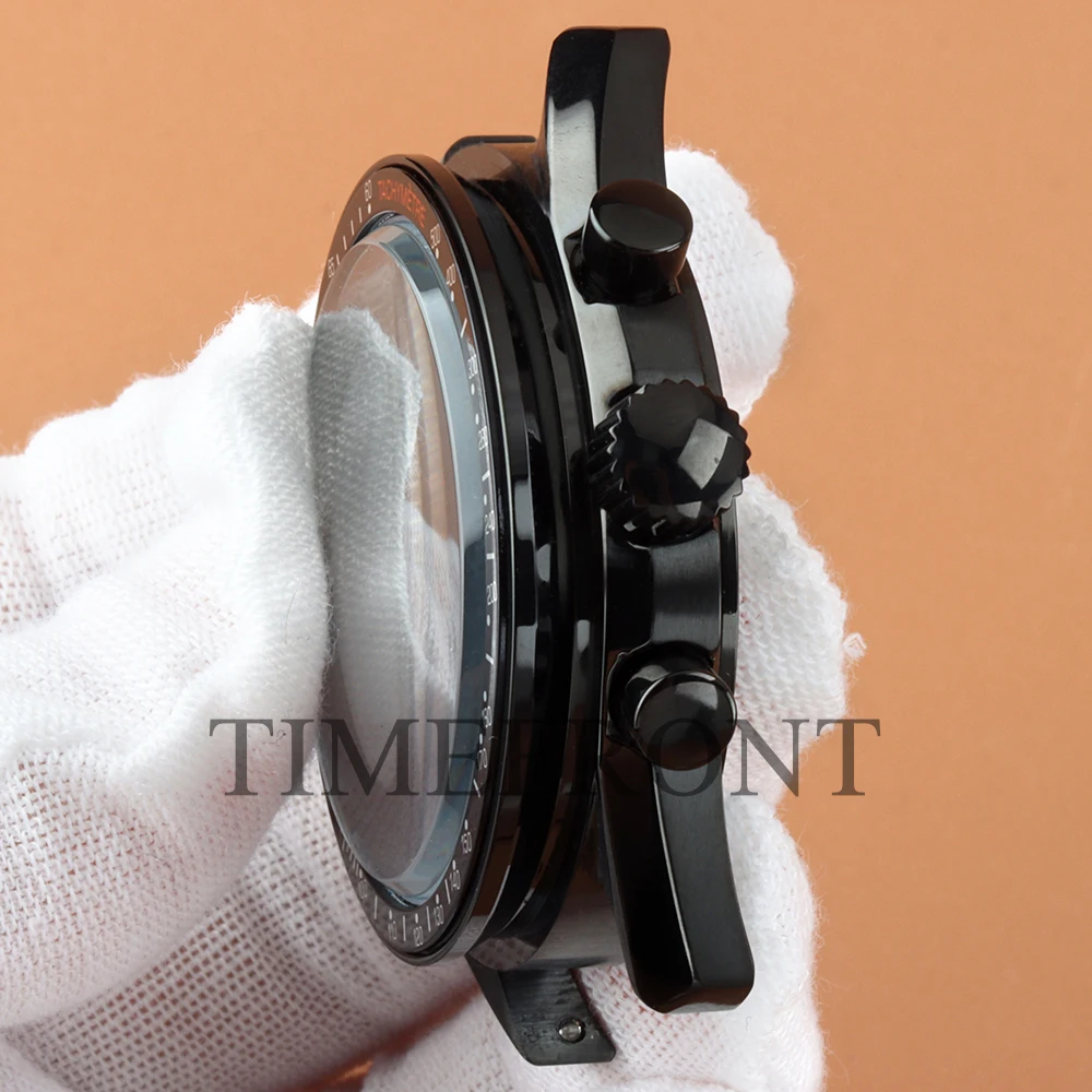40MM Black Bezel Watch Case High End Solid Steel For Speed Master Chronograph VK63 VK6 Movement Accessories 32.5 Dial Waterproof