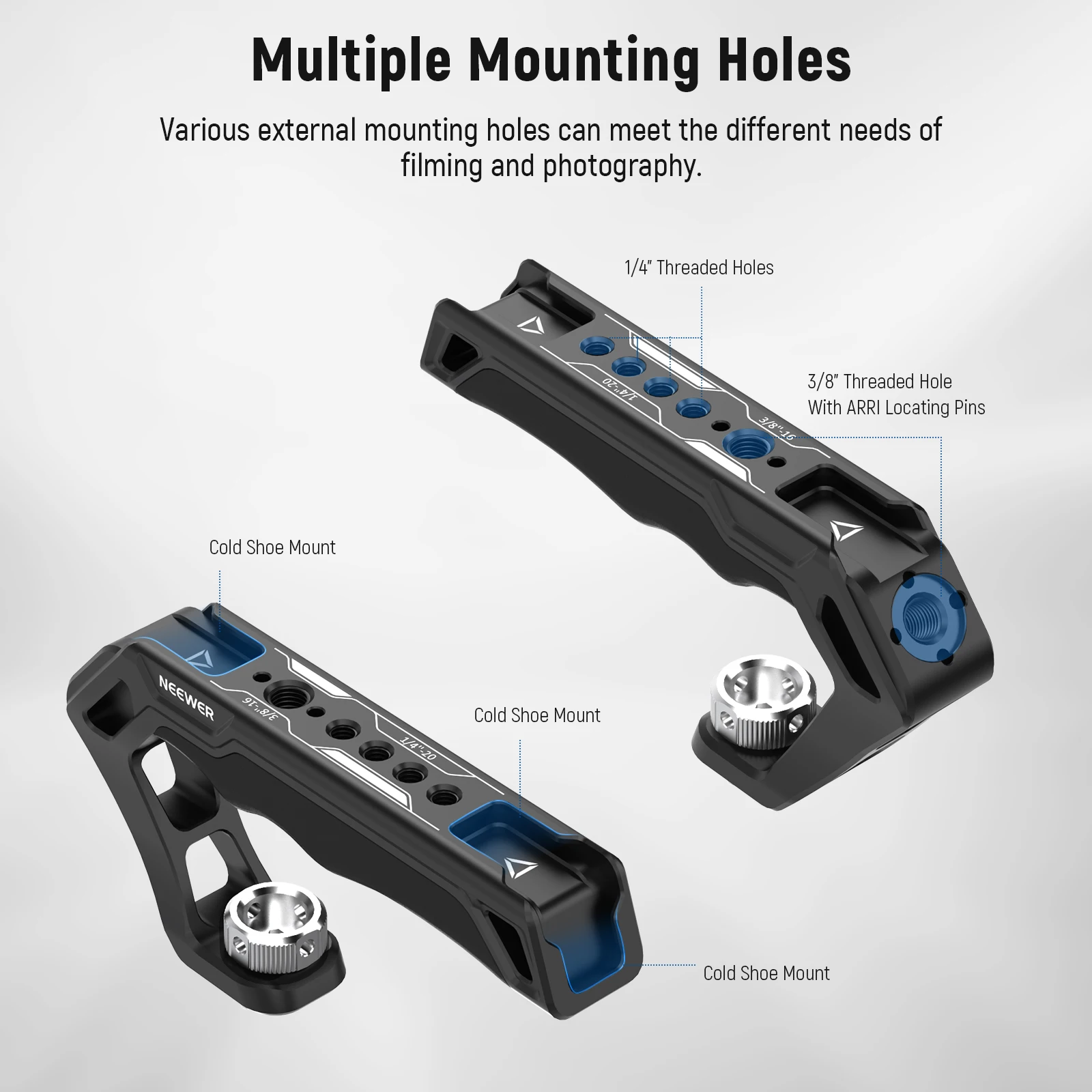 NEEWER Camera Handle Grip Kit - ARRI Style Top Handle & Side Grip For SmallRig Camera Cages