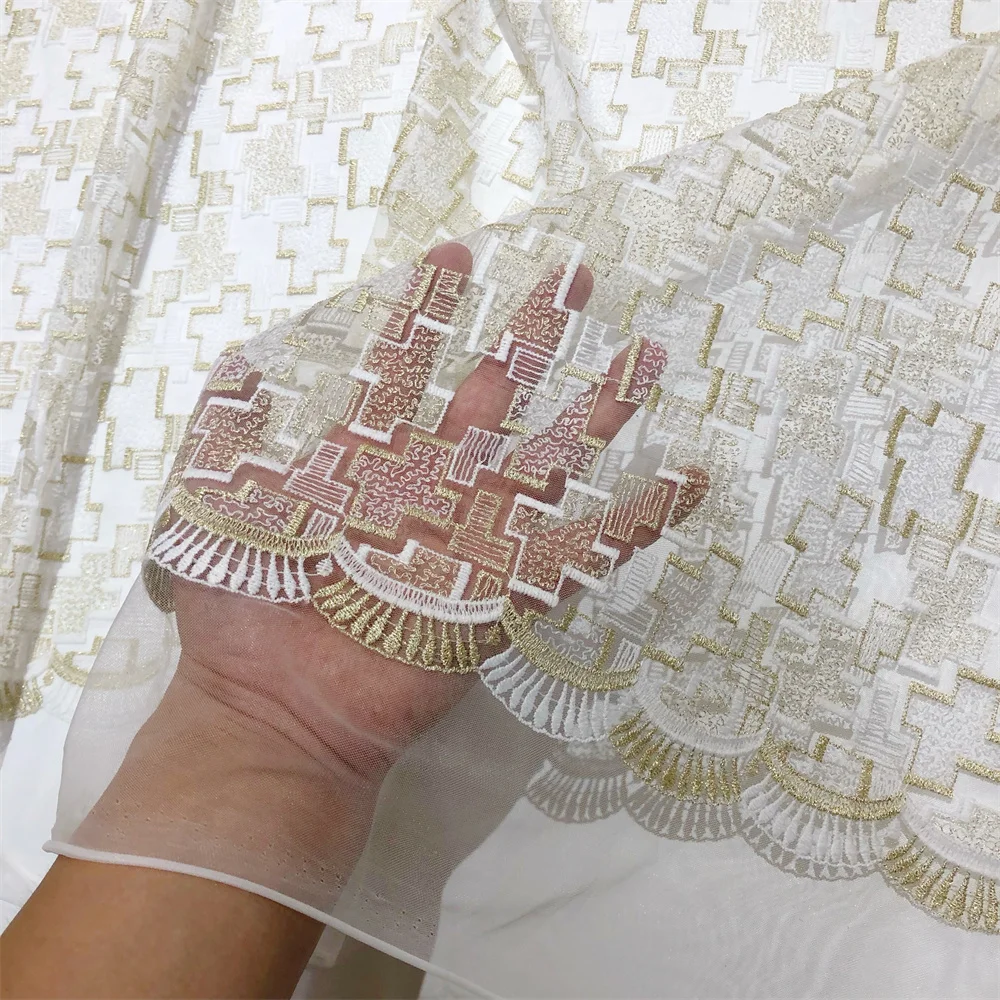 Neuer Stil Mesh-Stickerei Afrikanischer Spitzenstoff 2026 Hochwertige Spitze Wasserlösliche Modische Weiche Spitze 5 Yards – Detail 12