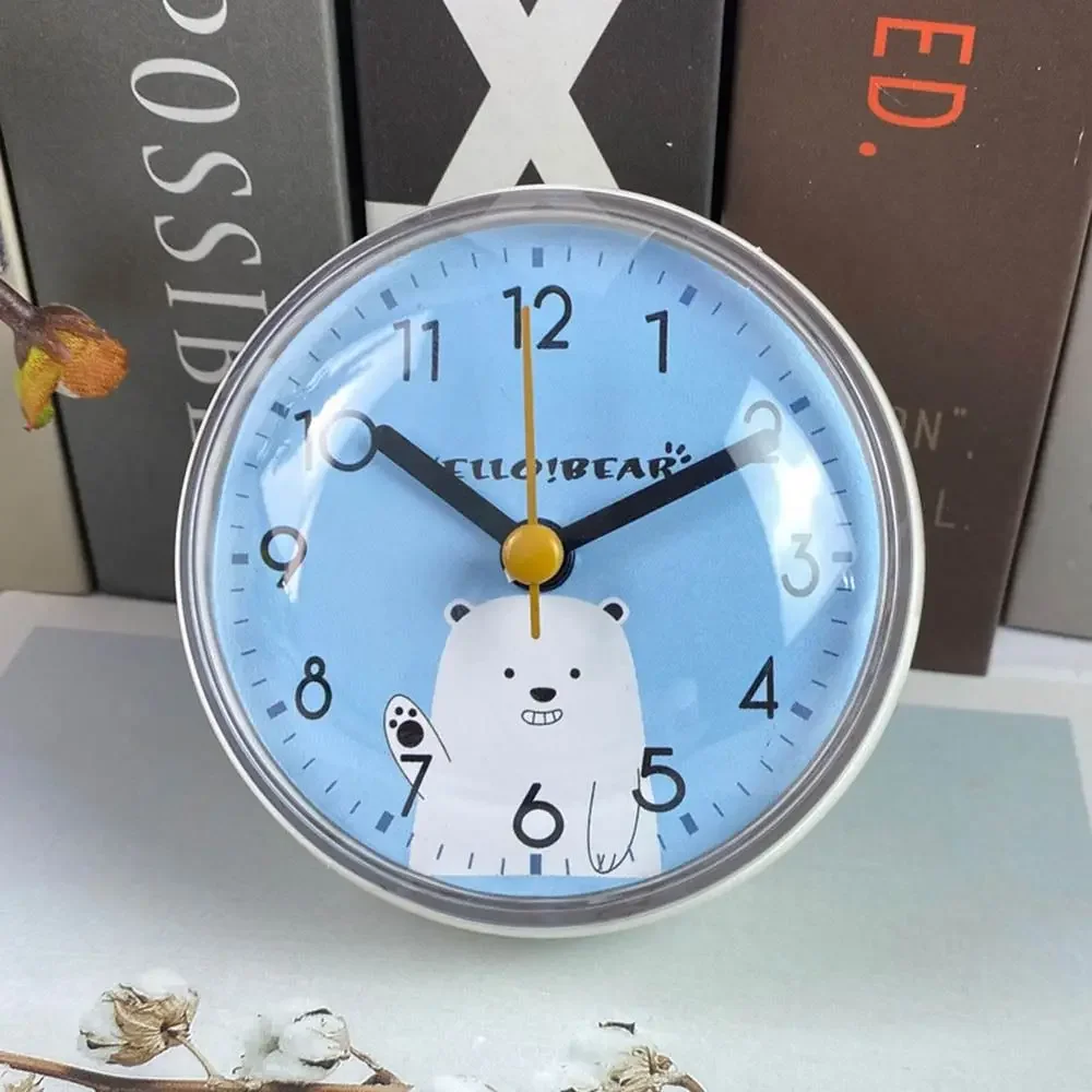 Mini Relógio de Parede com Ventosa, Antiembaçante e Impermeável, 7cm, para Banheiro, Cozinha e Lavabo, Pequeno Relógio de Mesa de Quartzo