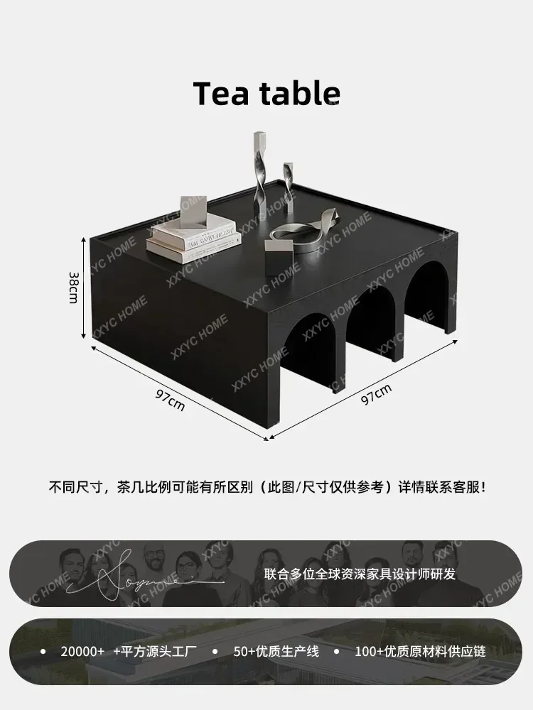

L Retro black solid wood coffee table living room home light luxury high-end homestay floor rack