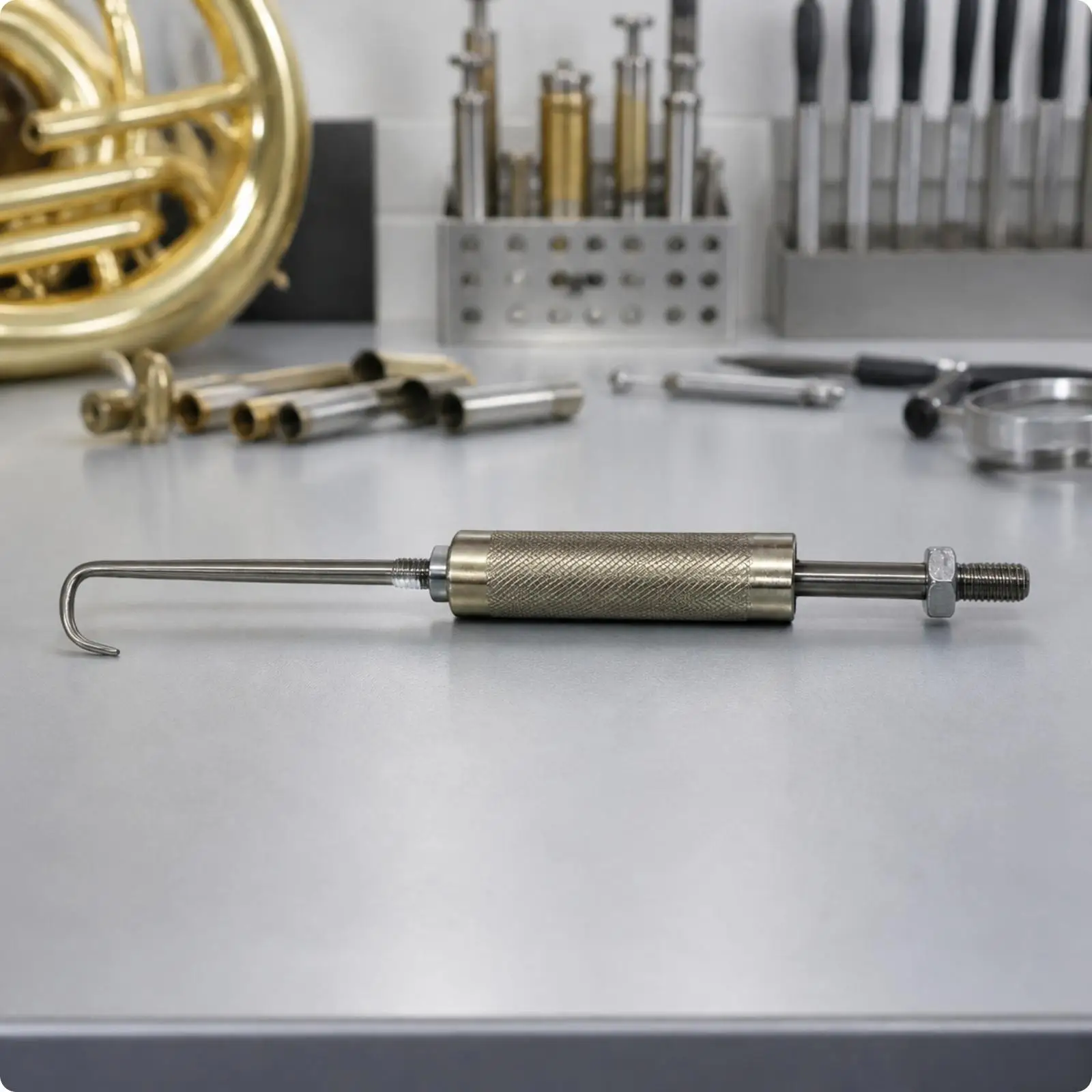 Musical Instrument Repair Hook Brass Slide Puller with Knurled Grip for Trumpet Trombone
