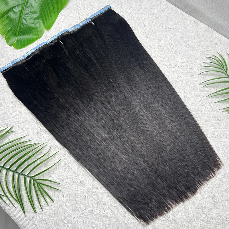 مستقيم غير مرئية بولي Tape الشريط في ملحقات الشعر البشري 40 قطعة/الحزمة سلس الجلد لحمة الشريط Ins الفيتنامية الشعر الخام الطبيعي الأسود # 1ب