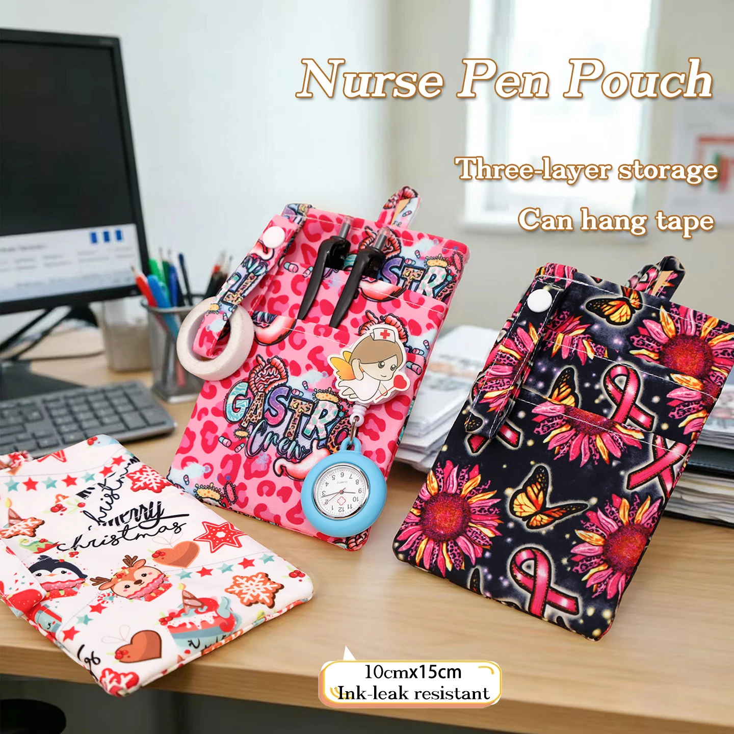Stretch Pocket with Pen Slot Tool Pocket Doctor Nurse's Pen Holder Large Capacity Medical Pocket P1337