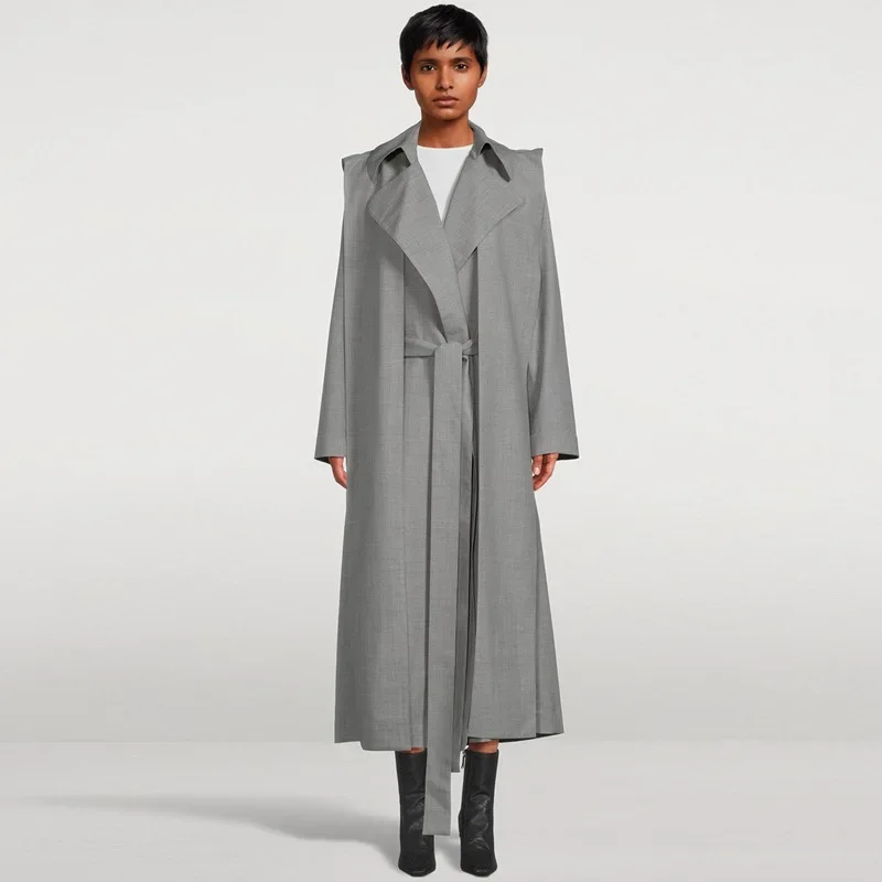 LC 24ss Ladies New Casual Trench Coat Women Solid Color Detachable Hat Nicole Fashion Long Coats Y2k Female Traf Jacket