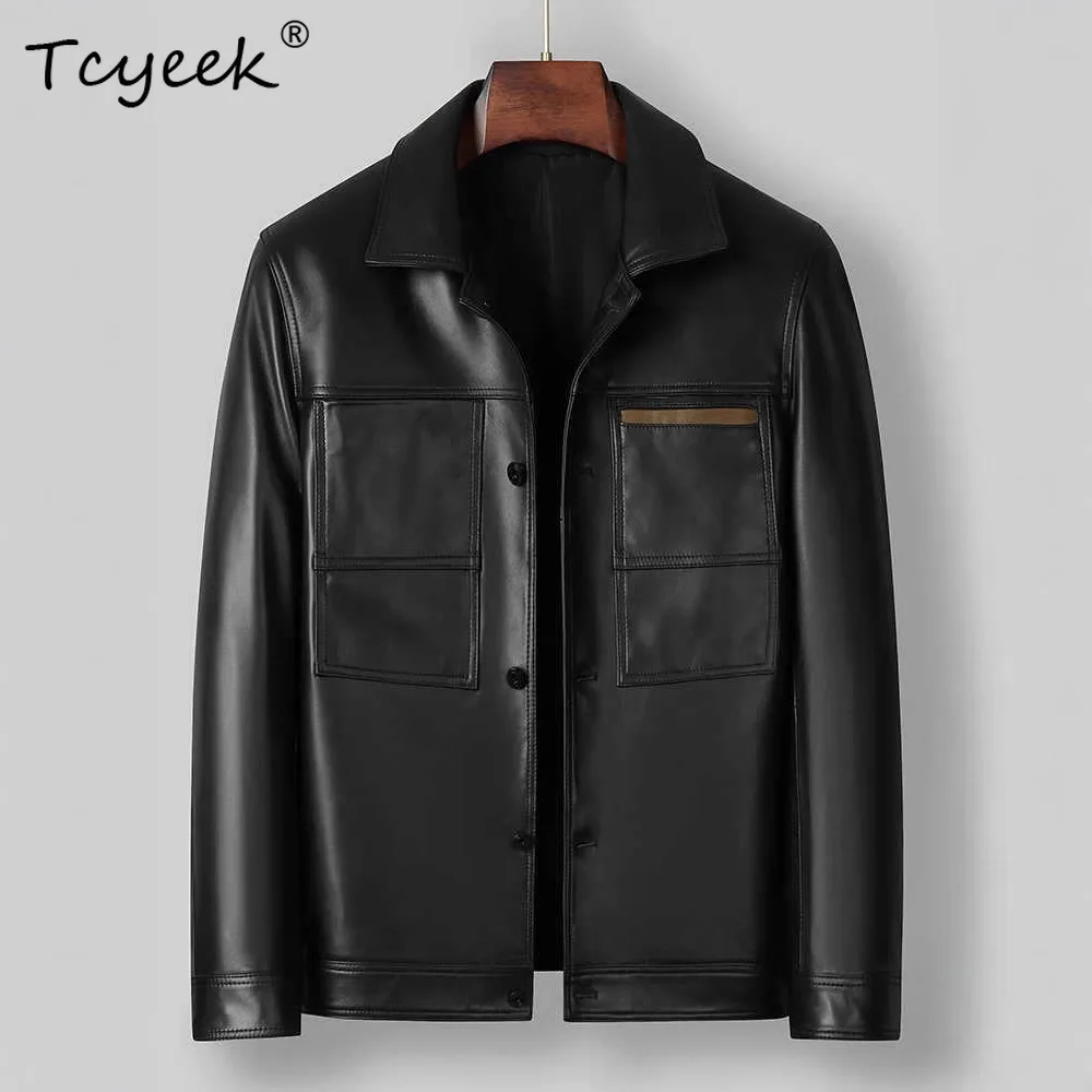 Tcyeek Real Leather Jacket Men Clothing Top Layer Sheepskin Mens Coats Business Casual Autumn Coat Trendy Jaqueta De Couro 2026