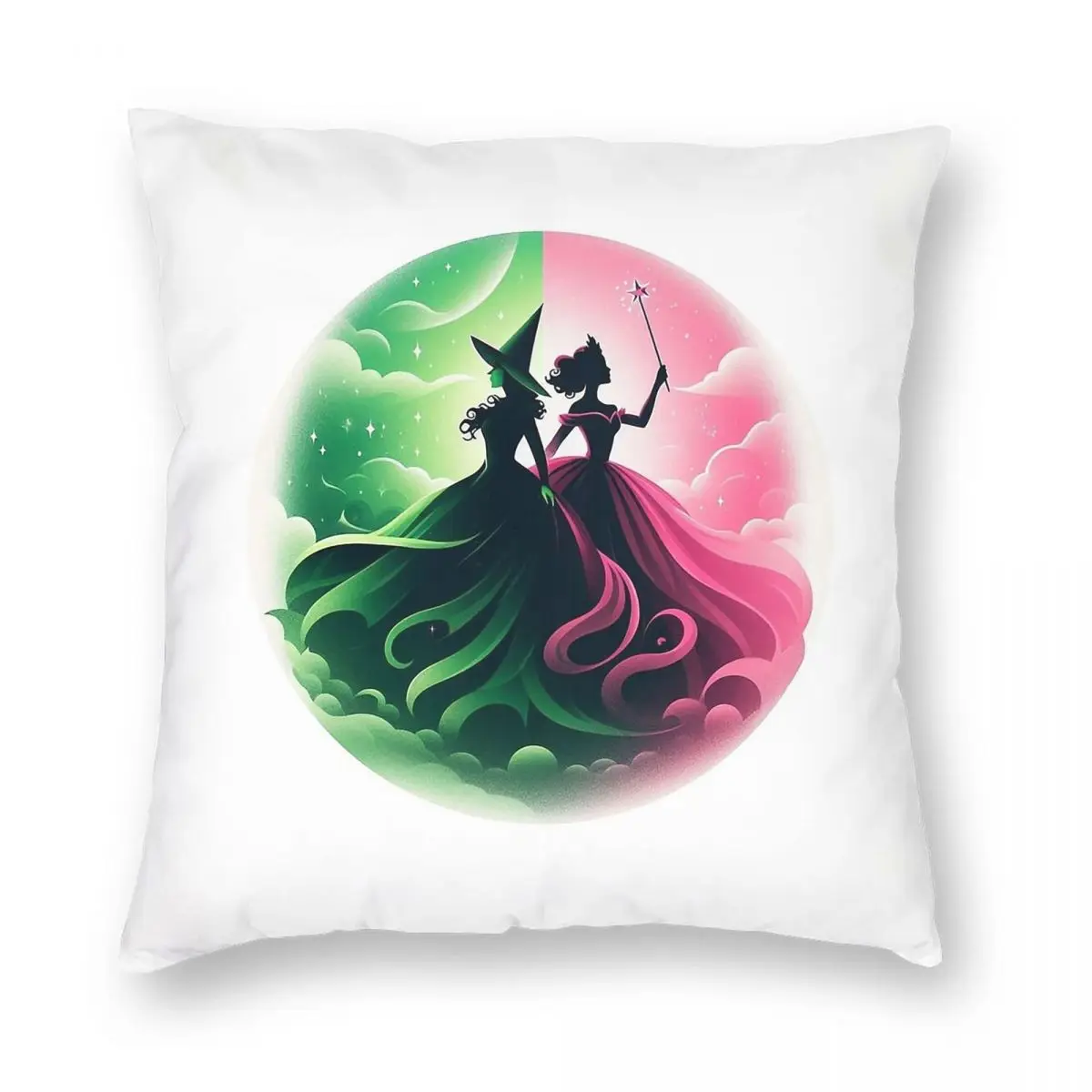 Elphaba & Glinda الشريرة Defying الجاذبية ساحة المخدة البوليستر الكتان المخملية الإبداعية البريدي وسادة أريكة الزخرفية 18"