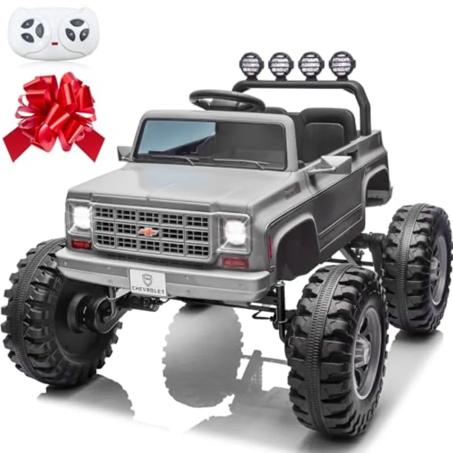 

24V Ride on Car for outdoor use, ABS plastic body, grey, dual 800W motors, remote control and decoration streamer