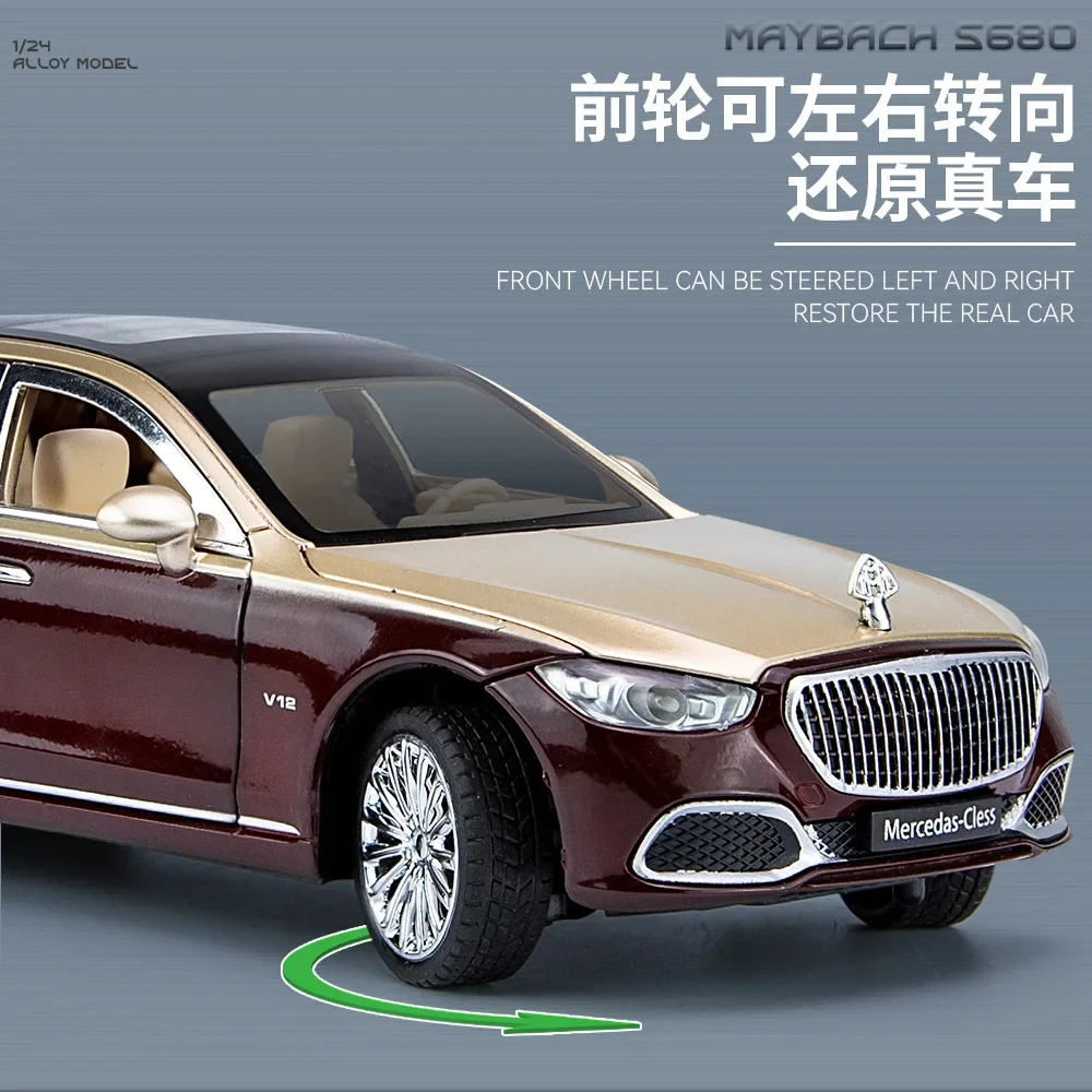 1:24 Mercedes Benz Maybach S680 hohe Simulation Druckguss Metall legierung Modell Auto Sound Licht zurückziehen Sammlung Kinder Spielzeug Geschenke