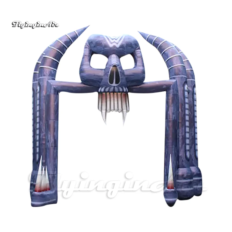 

Scary Halloween Arch Giant Inflatable Devil Gate 6m Air Blow Up Demon Skull Door With Fangs For Outdoor Entrance Decoration