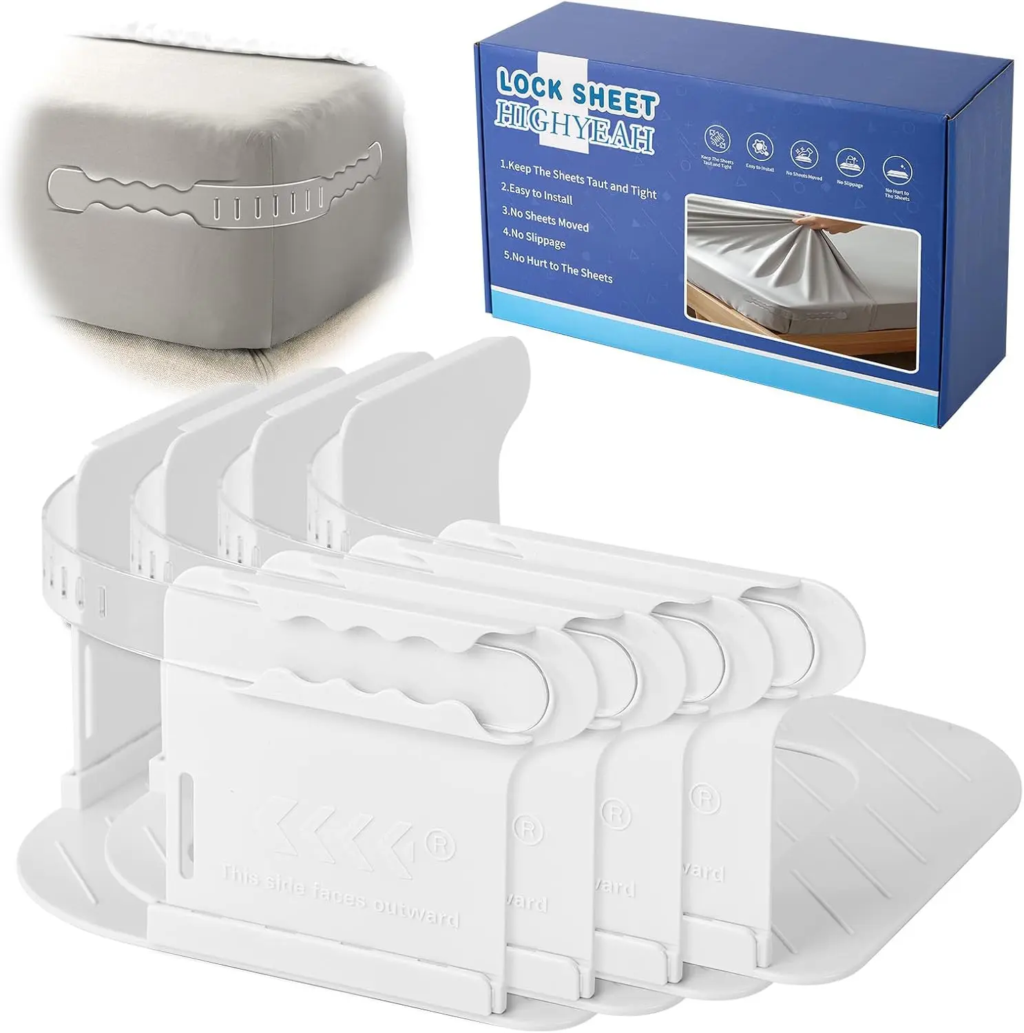 

Bed Sheet Holder Fitted Sheet Straps/Holders Keep Sheets Firm & Tight,Bed Sheet Ra With Lo St Easy To Install For All Mattr
