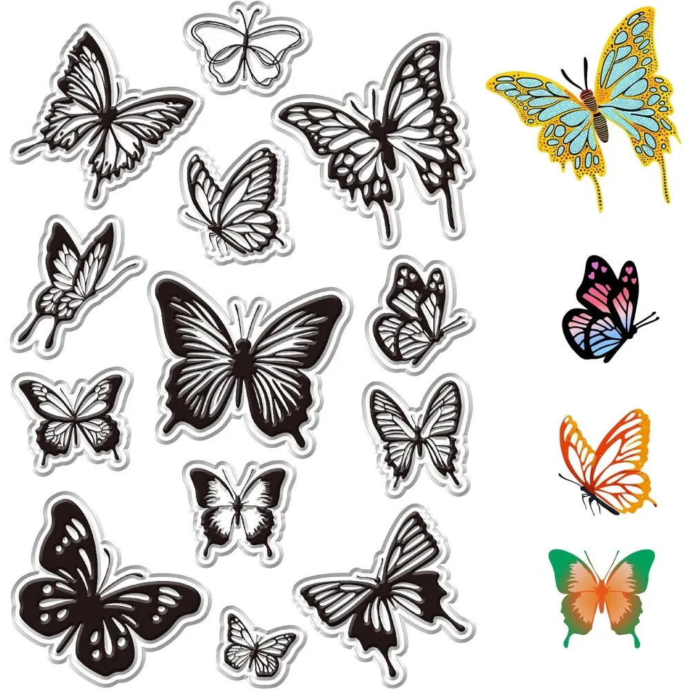 Kunststoffstempel für DIY Scrapbooking, Fotoalbum, dekorative Kartenherstellung, Stempelbögen, Schmetterling, 160 x 110 mm