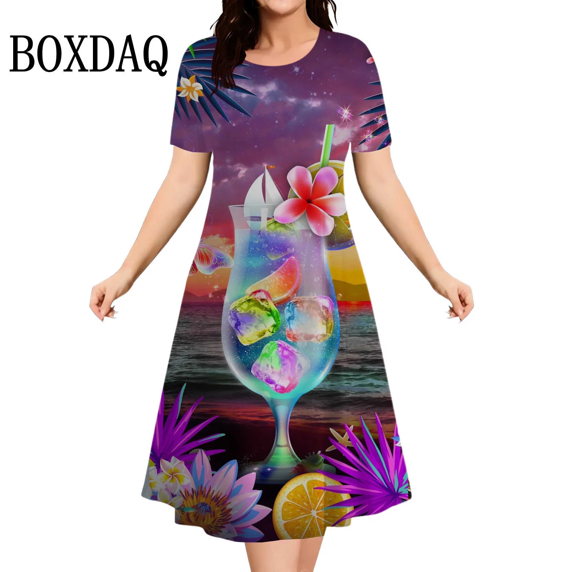 

Holiday Summer 3D Print Short Sleeve Women Mini Dress 2024 New Fashion Casual O-Neck Dresses Party Prom Beach Vacation Sundress