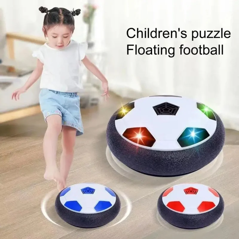 Almofada de ar flutuante espuma futebol com luz LED, Levitating Suspending Soccer Sport Toy, deslizando brinquedos para crianças, presentes