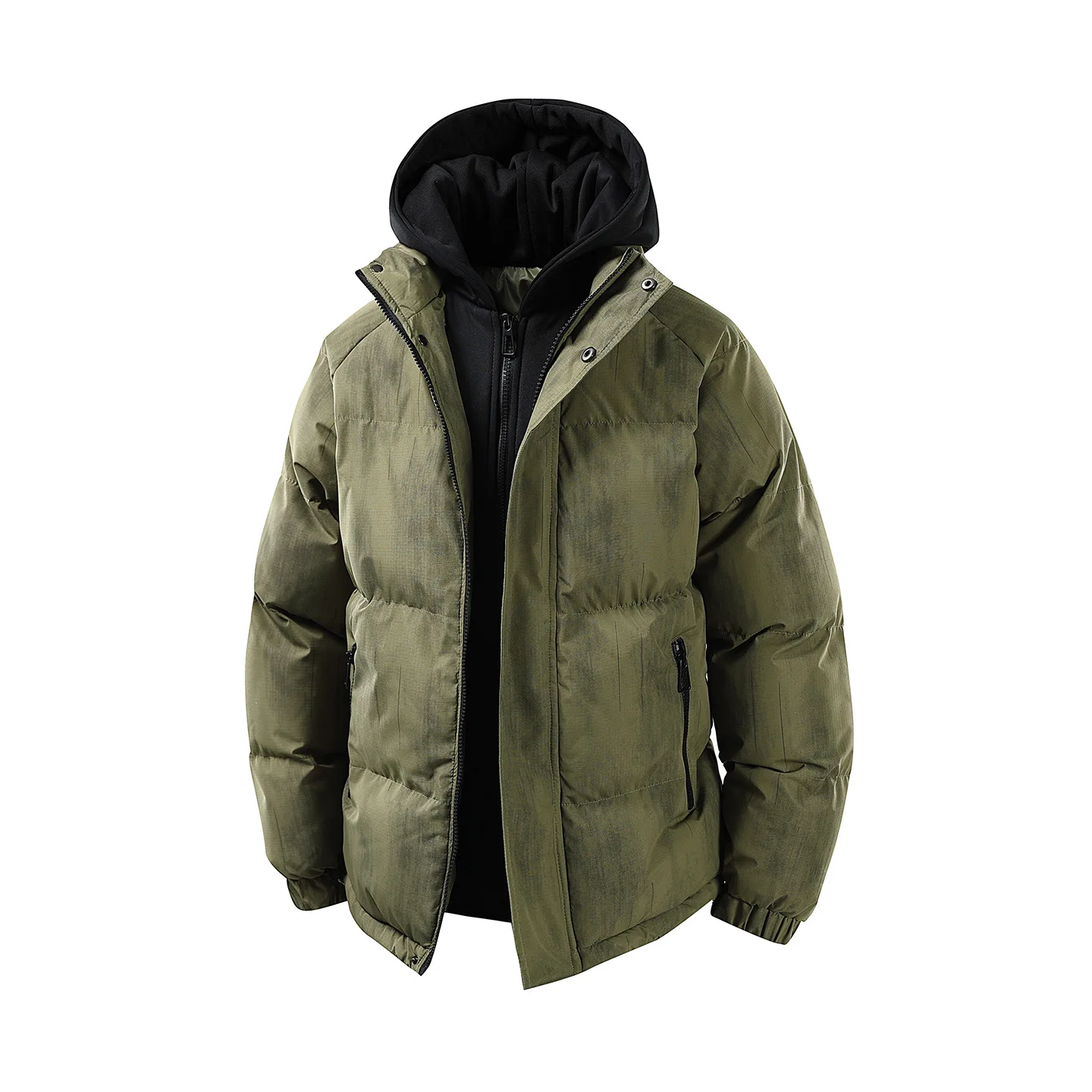 

Winter Cotton Jacket for Men, Fake Two-Piece Hooded Cotton Coat, Casual Warm Cotton Padded Jacket