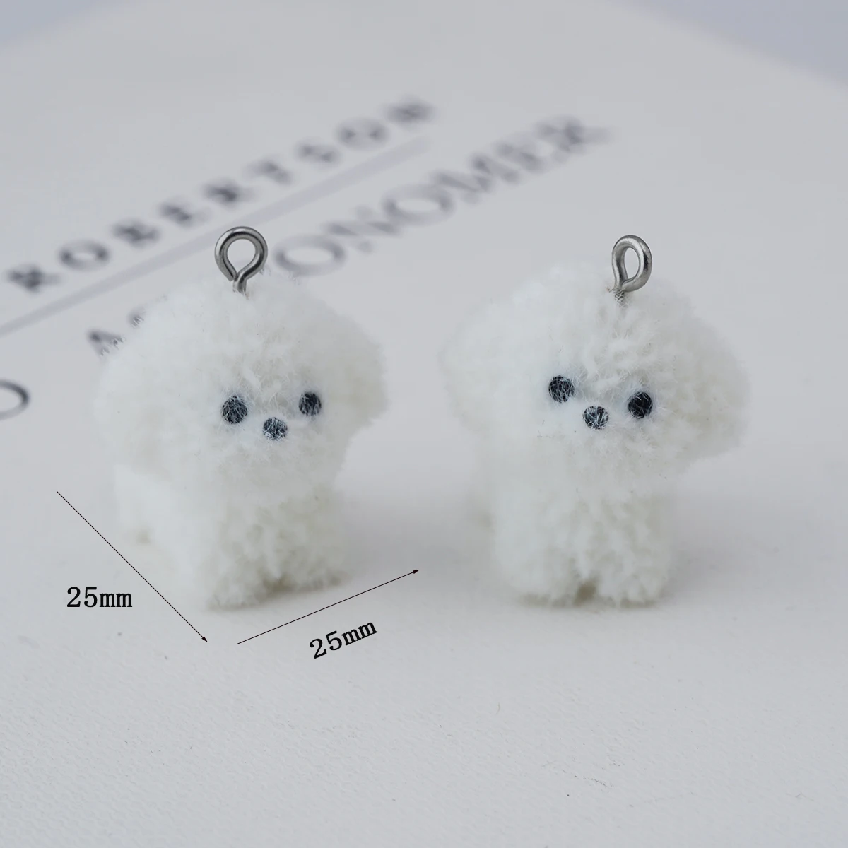 5pcs Kawaii Fluffy White Puppy Charms 3D Cartoon Animal Dog  Pendant For Necklaces Keychains Handmade Making DIY Jewelry fitting