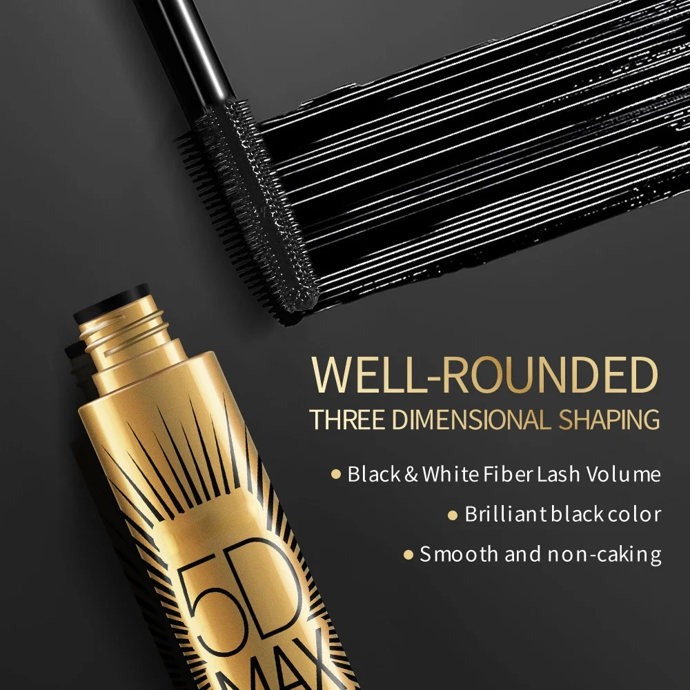 Black Fiber Lash Volume Mascara Lightweight Waterproof 5d Max Mascara Cream Non-smudge Eyelash Extension Make-up Tools Cosmetics