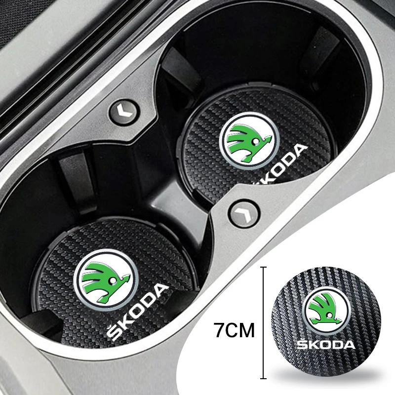 

2PCS Carbon Fiber Car Coaster Water Cup Slot Non-Slip Pads Auto Accessories For Skoda Octavia A5 A7 A2 Rapid Fabia Superb Kodiaq