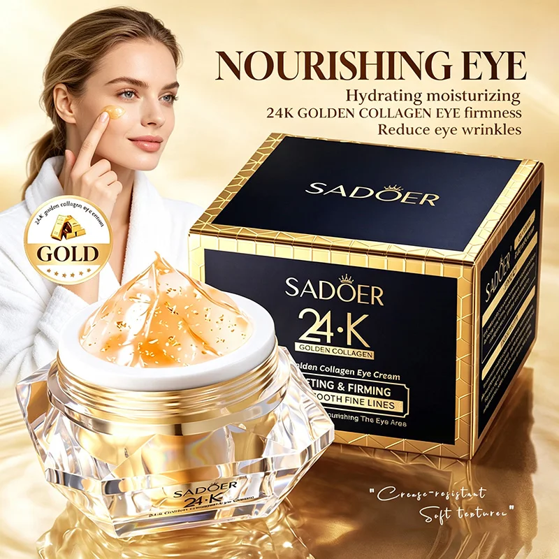 SADOER 24K Gold Collagen Eye Cream Anti Wrinkle Moisturizing Anti Dark Circles Nourish Eye Area Elasticity Under Eye Skin Care