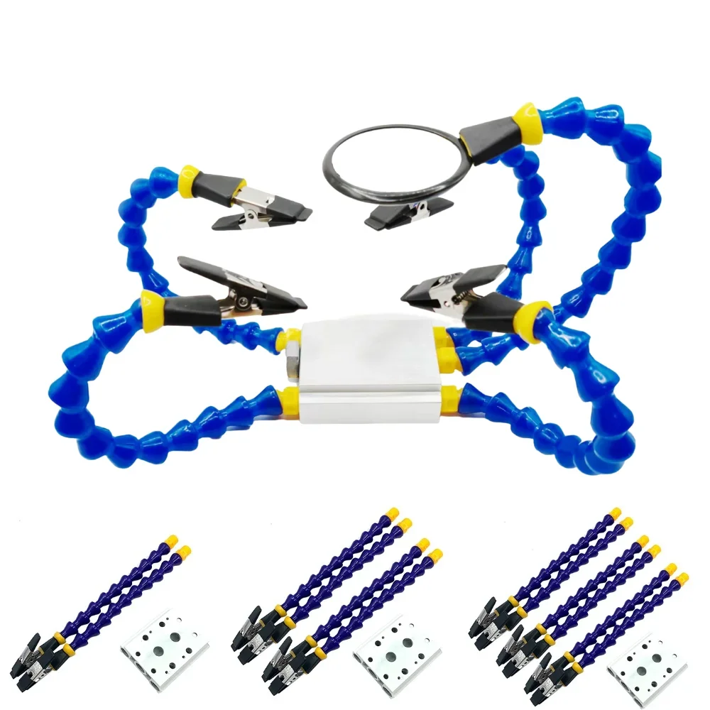 

Универсальный паяльник Octopus, сварочный вспомогательный инструмент с 5-кратной лупой и базовым держателем для пайки печатных плат, гибкие кронштейны, тоже третья рука