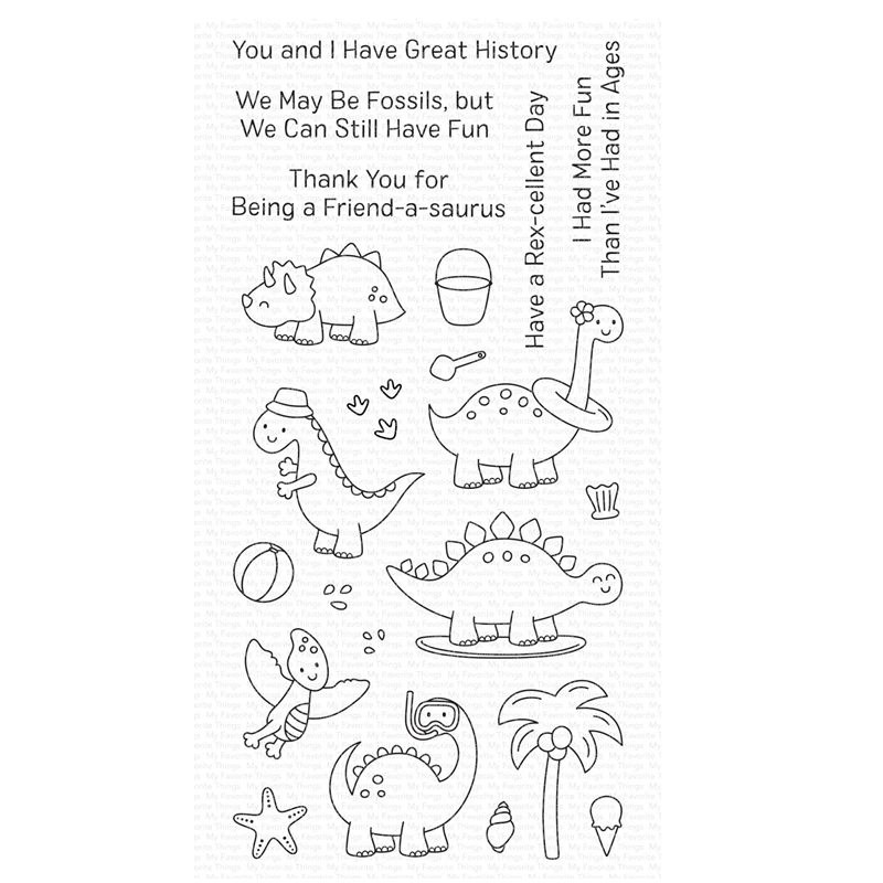 Ages of Fun Dinosaur Clear Stamps Cutting Dies Scrapbooking for June 2023 New Paper Making Frames Card Set