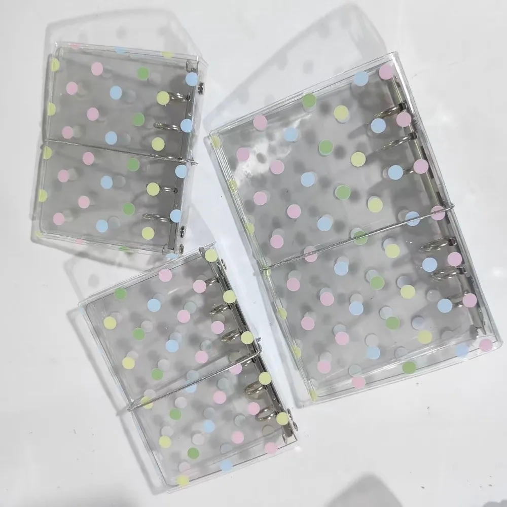 Portable PVC Binder Cover Colorful Polka Dot Print M5/A6/A7 Notebook Cover Strap-on Transparent Loose Leaf Shell DIY Planner