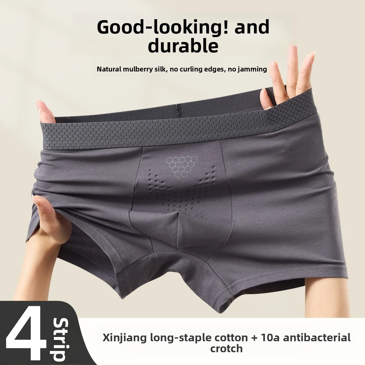 

Men's Pure Cotton Antibacterial Boxer Briefs with Cordyceps Care, Comfortable & Breathable for Autumn Winter Health Underwear