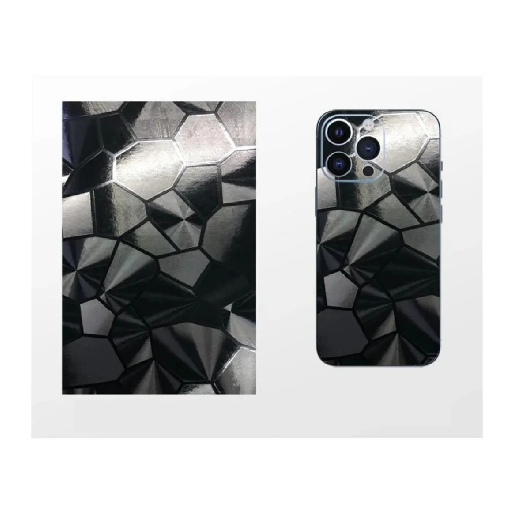 VORMIR 50 Stück schwarze Textur geprägte Telefon-Rückseite, Aufkleberbögen, individuelle Handy-Displayschutzfolie für Filmschneidemaschine