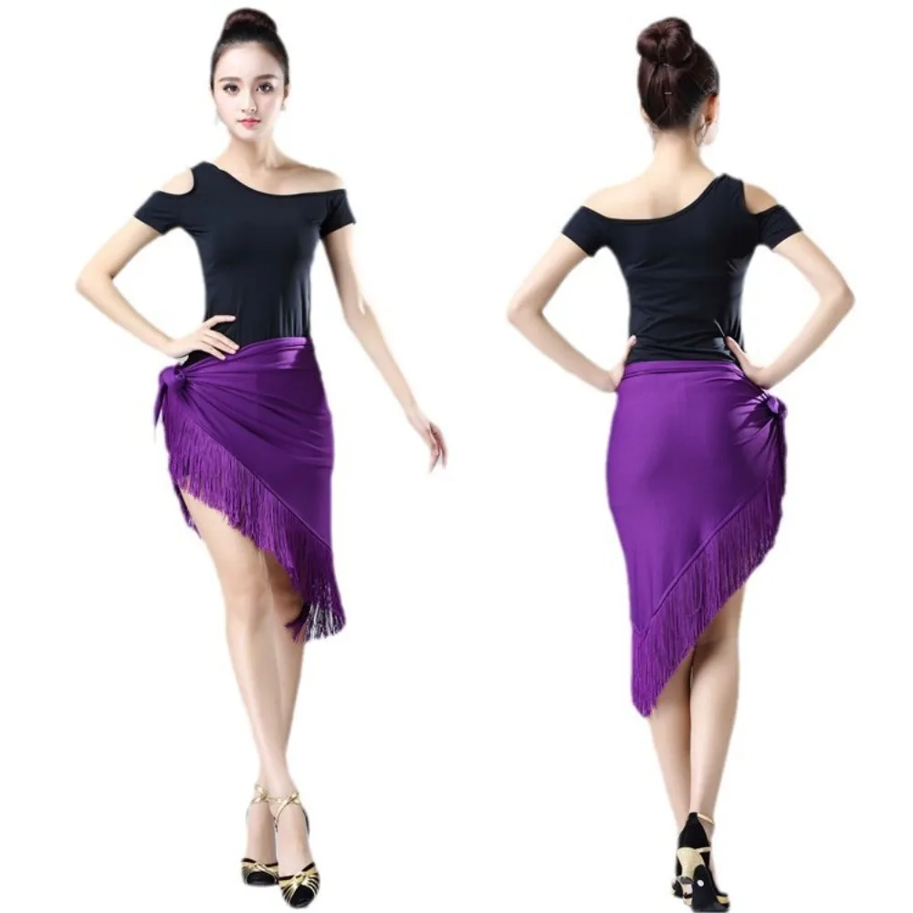 ผ้าพันเอวแบบมีชายครุยสำหรับผู้หญิง - กระโปรงเต้นลาตินแบบพันรอบตัวสำหรับซัลซ่า บาชาต้า การฝึกซ้อมและการแสดงระบำหน้าท้อง