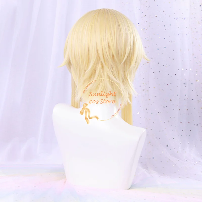 Traveller Lumine Cosplay Wig Simulated Scalp Mid Long Blonde Women Anime Wigs Heat Resistant Synthetic Hair + Wig Cap