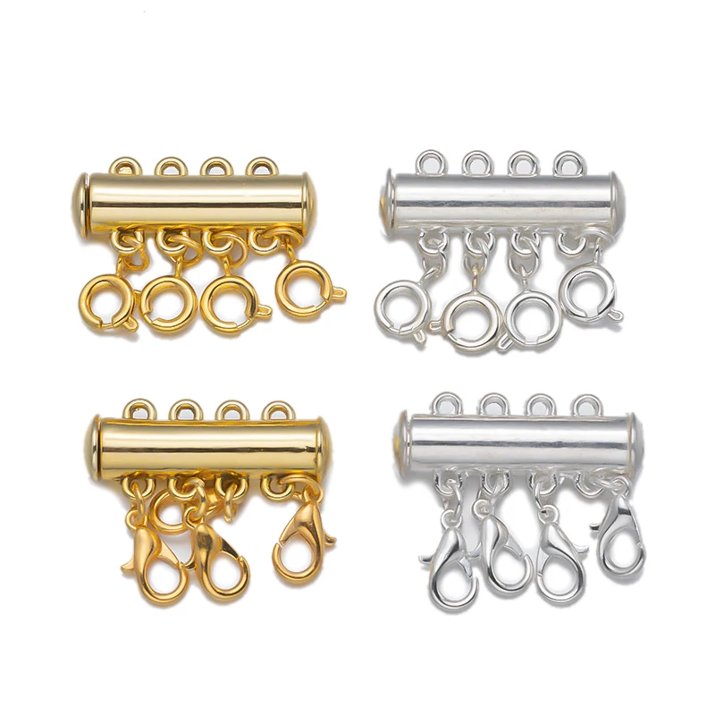 2pcs/Lot 2/3/4Row Multi Strand Magnetic Spring Buckle Layered Connectors Hooks Clasps For DIY Necklace Bracelet Jewelry Making