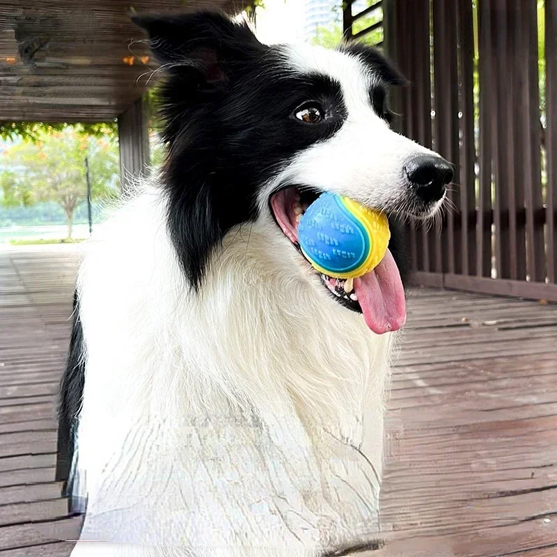 Dog Squeak Ball Bite Resistant Bouncy Release Energy Teeth Cleaning Play Dog Toy Large Medium Sized Dogs Pet Ball Toy Outdoor