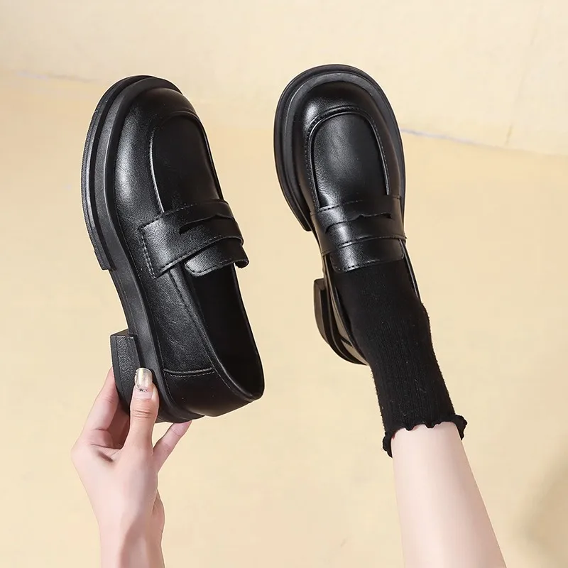 New Japanese Style College Student Shoes Cosplay Lolita Shoes for Women/Girl Fashion Black/Coffee Uniform Platform Shoes 2024