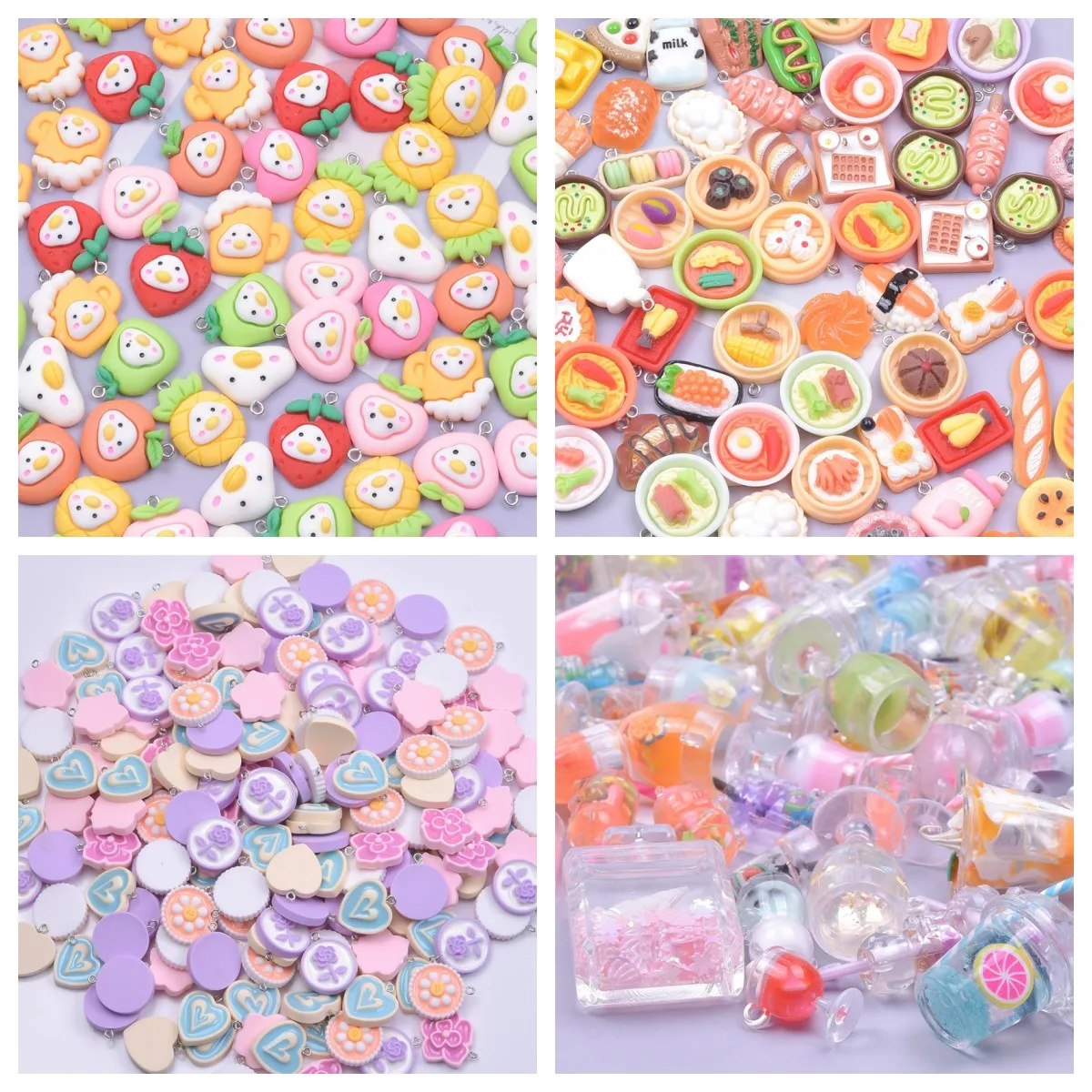 

10Pcs 4 Styles Mix Fruit/Food/Animals Resin Earring Charms DIY Findings Keychain Bracelets Earrings Pendants For Jewelry Making