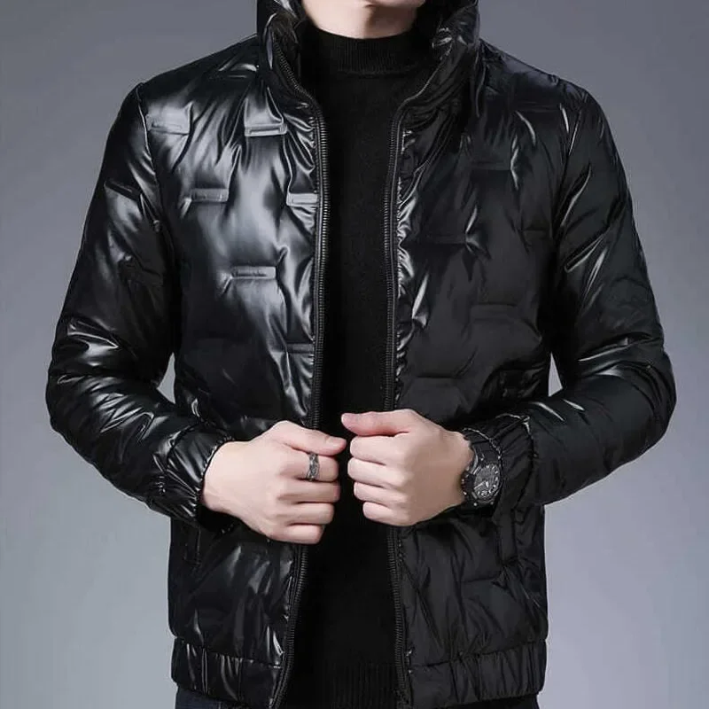 Man Padded Coat Glossy Parkas Lightweight Puffer Down Jackets For Men Short Padding Winter Korean Style Warm Clothes Models Hot