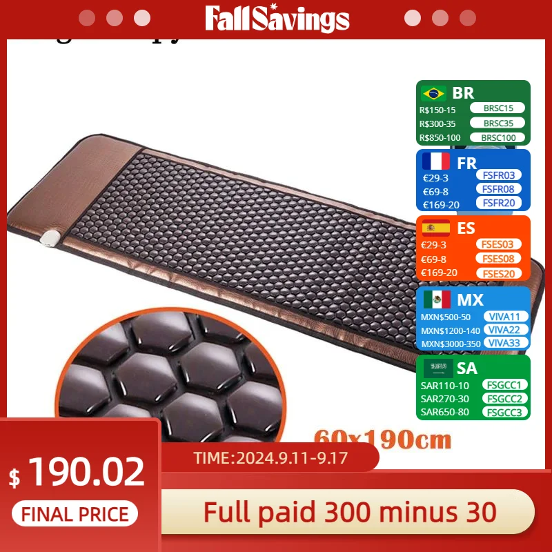 Far Infrared Heating Pads Natural Tourmaline Mattress Germanium Stone Heating Mat for Back Pain Relief with Controller Show Temp