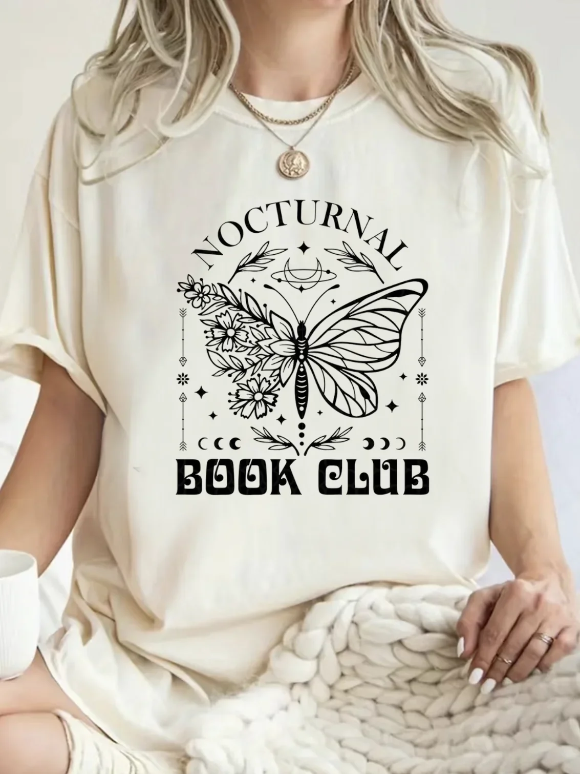 Retro Trendy Casual T-Shirt O-Neck Women's Butterfly Pattern T-Shirt Fashion Versatile Short Sleeve Printed Women's T-Shirt